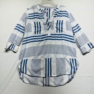 Westbound Blue White Nautical Lightweight 3/4 Sleeve Lyocell Tunic‎ Womens Large